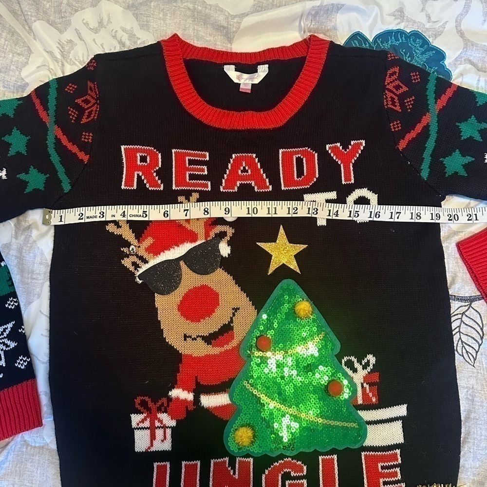 Christmas Sweater Size L Black Rudolph Reindeer - Picture 6 of 9